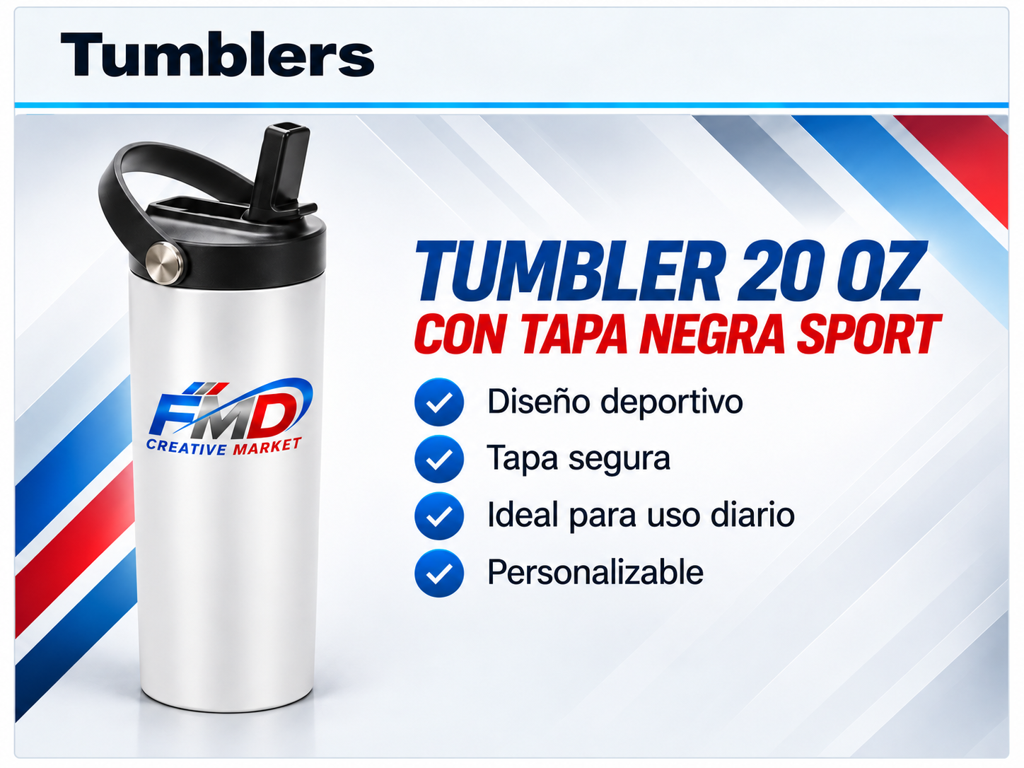 Tumbler20oz tapa negra sport